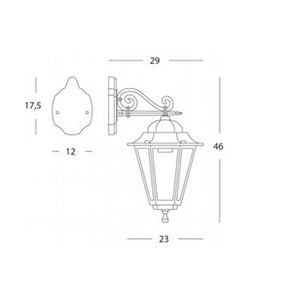 Applique Da Esterno Contemporanea Esagonale Alluminio E Vetro Nero 1 Luce E27