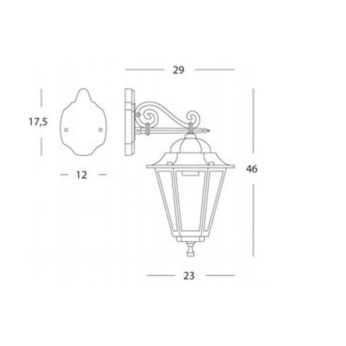 Applique Da Esterno Contemporanea Esagonale Alluminio E Vetro Nero 1 Luce E27