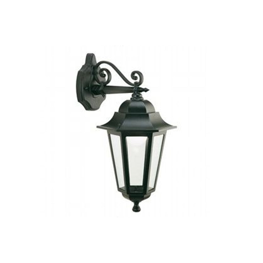 Applique Da Esterno Contemporanea Esagonale Alluminio E Vetro Nero 1 Luce E27