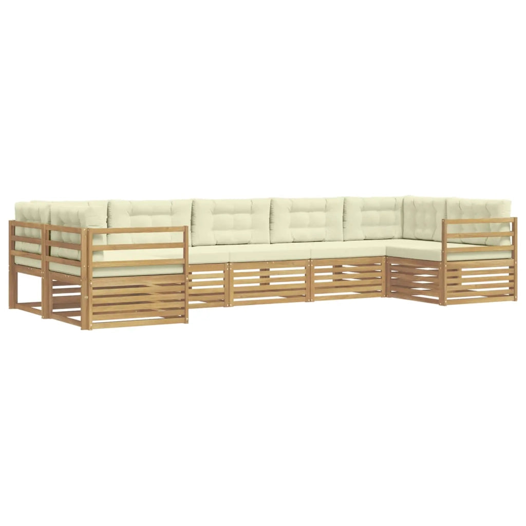 Set di divani da esterno 7 pz Bianco e Crema Poliestere 3391065