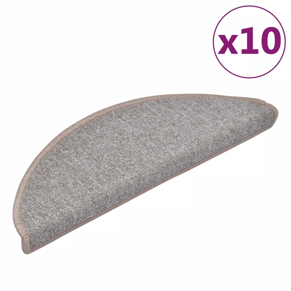Tappetini per scale 10 pz 65x24x4 cm Marrone chiaro Semicircolari Grandi 149755
