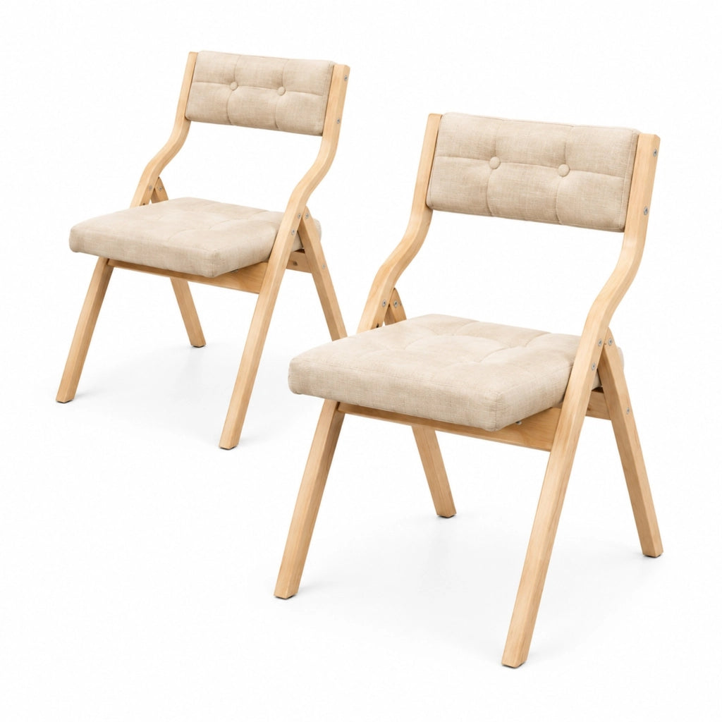 Sedia pieghevole 61x48x77 cm kaki – schienale imbottito, set da 2