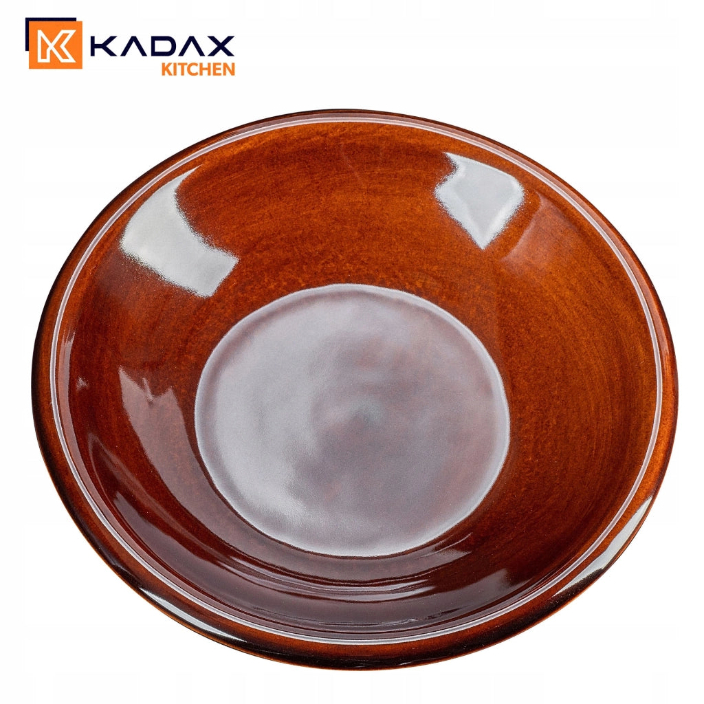 Piatto fondo KADAX da 23 cm per zuppa, in ceramica, gres, marrone