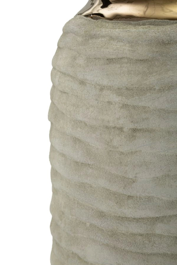 Vaso Lima Ø14x30 cm in Ceramica Grigio e Oro