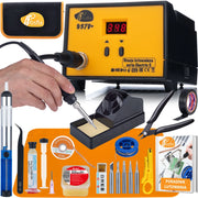 Stazione Saldante 60W Rosfix 937D+ con Display LED 200-480°C – Set 15 in 1 con Accessori, Manuale PDF, Organizer