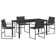 Set da Pranzo per Giardino 5 pz | Set Salotto da Giardino Nero 160 x 80 x 73 cm