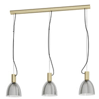 Lampadario A Sospensione Contemporaneo Lebalio Acciaio Brunito Vetro 3 Luci E27