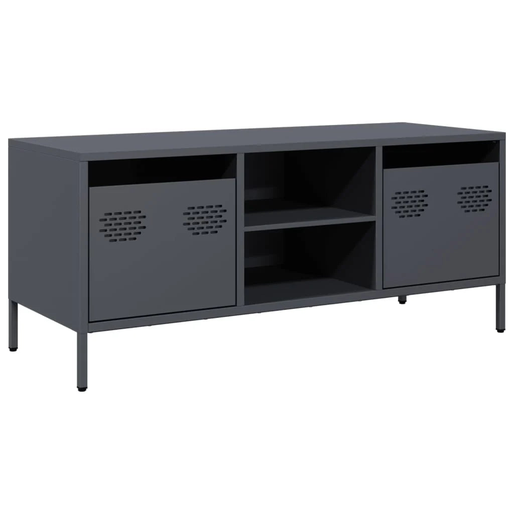 Mobile TV multimediale scaffale TV credenza mobile TV sala da pranzo soggiorno camera da letto 101,5 x 39 x 43,5 cm acciaio laminato a freddo antracite 02_0026386