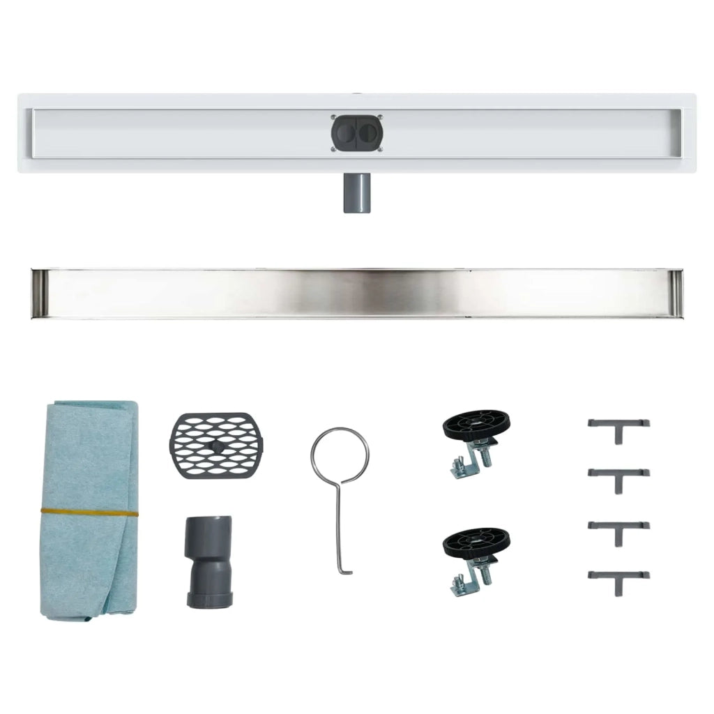 Scarico doccia 2-in-1 con sifone a 360° Argento 90 cm