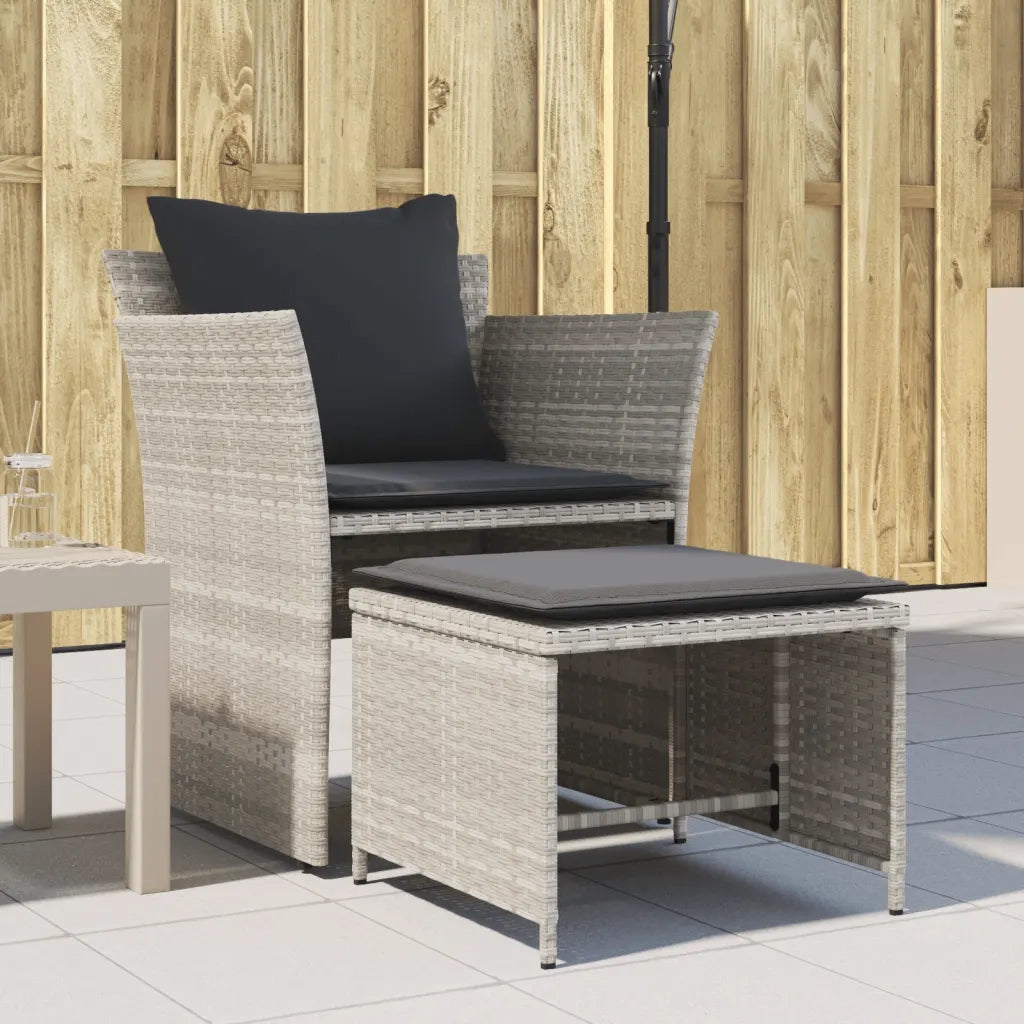 vidaXL Sedia da Giardino con Poggiapiedi in Polyrattan Grigio Chiaro