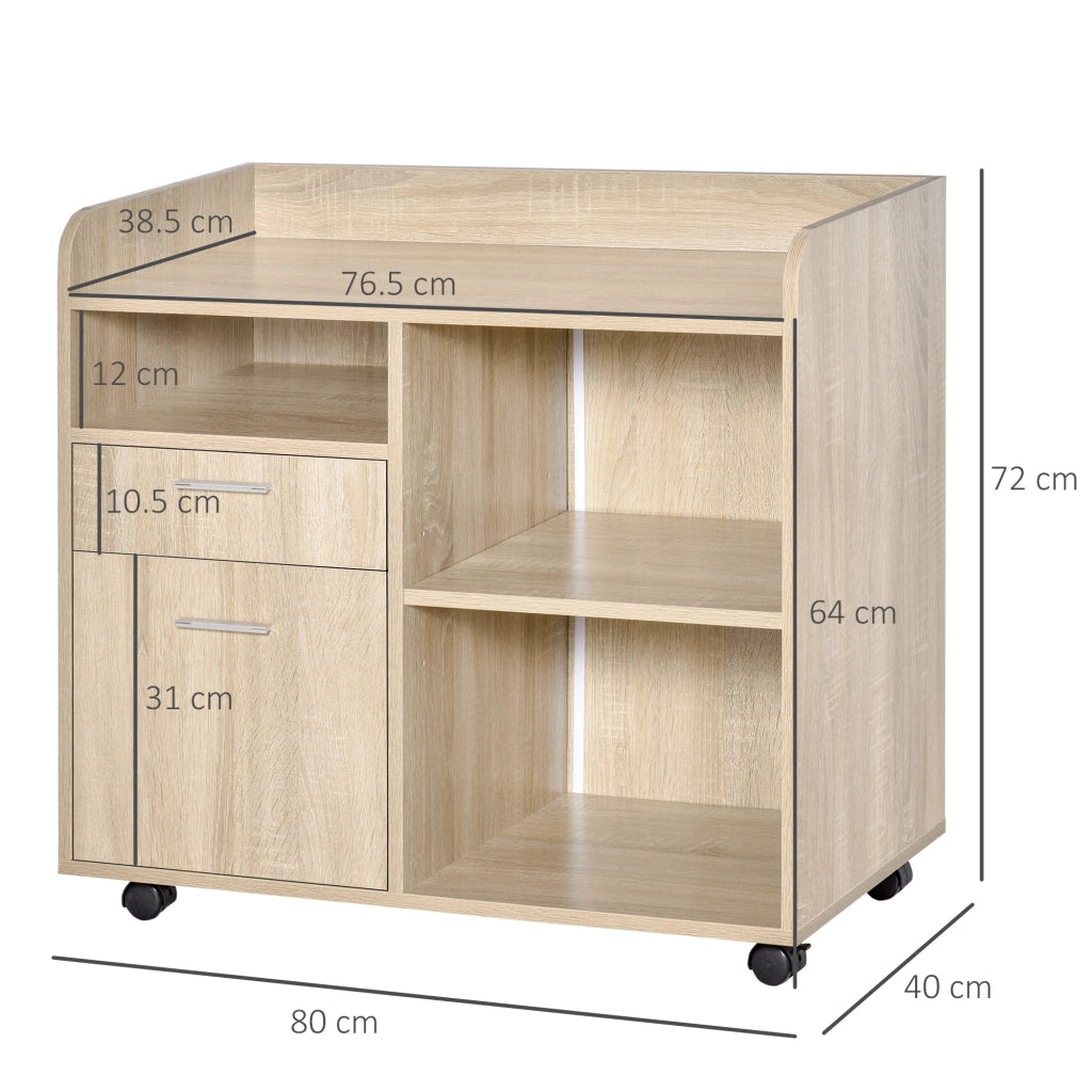 Mobile Ufficio con Ruote ¨C Zephmum ¨C Rovere, 80x40x72cm