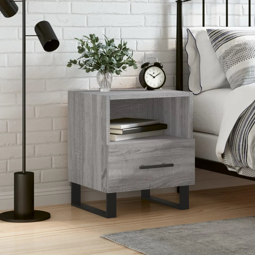 Comodino-Tavolino da notte Grigio Sonoma 40x35x47,5 cm in Legno Multistrato 379466