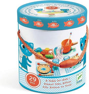 Set cucina, A tavola con i gatti, 29 pezzi posate,verdure,pentolino in legno,Djeco,Eta+18 mesi
