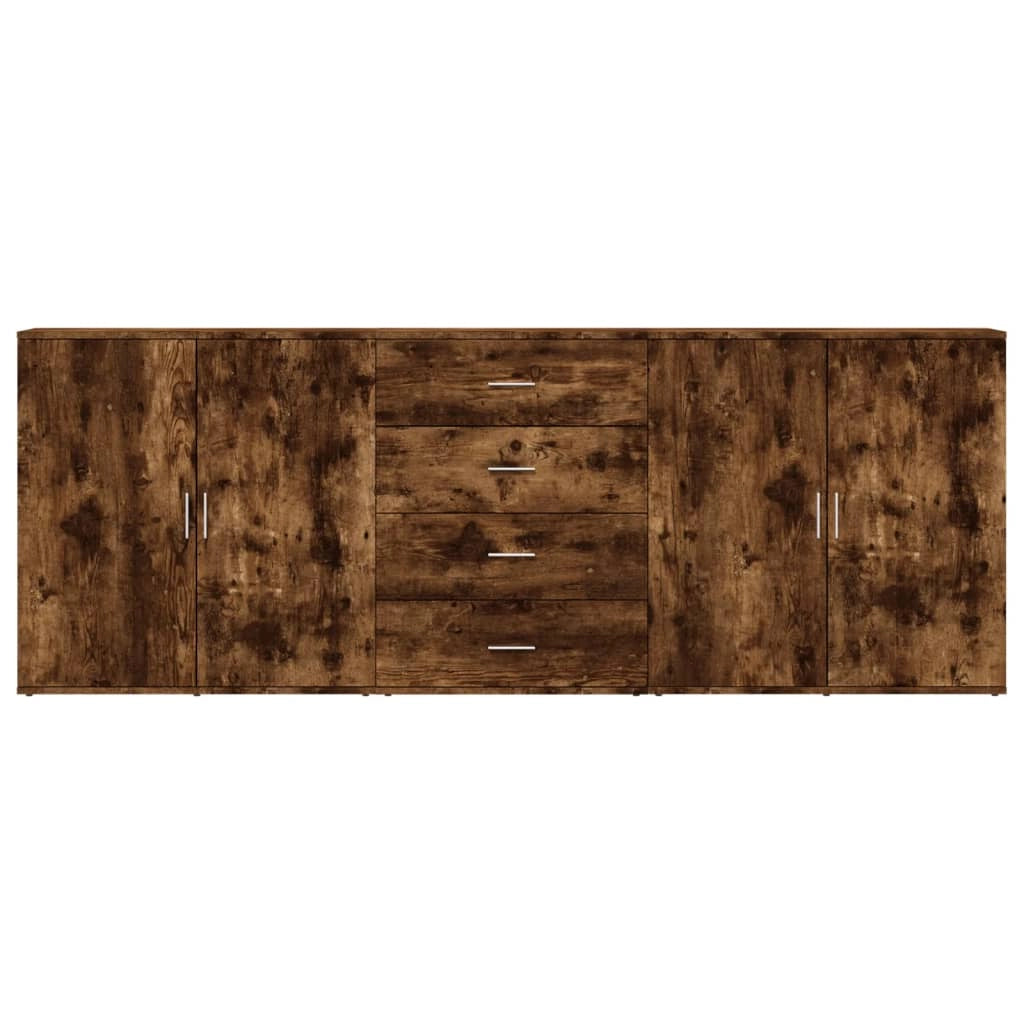 Buffet credenza cassettiera armadio mobile contenitore organizer per cucina soggiorno salotti 3 pezzi legno ingegnerizzato marrone 02_0037069