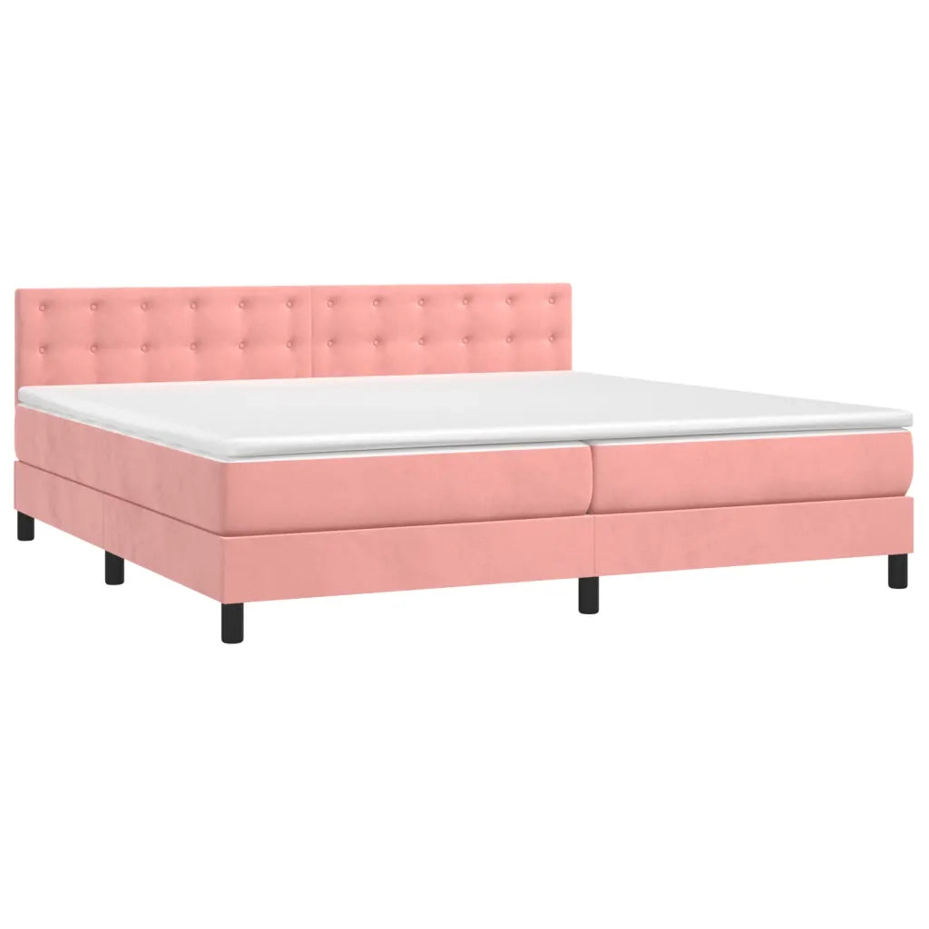 Letto a Molle con Materasso e LED Rosa 200x200 cm in Velluto 3134668