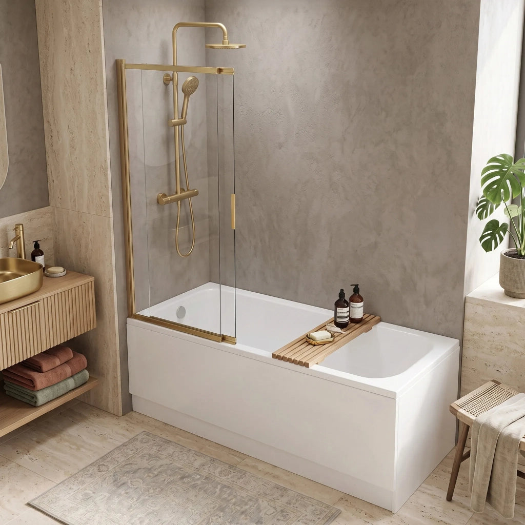 Paravento Vasca Scorrevole Rea Dario Brush Gold 100