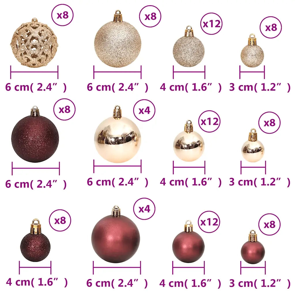 Palline di Natale 100 pz Champagne e Marrone 3 / 4 / 6 cm 356107