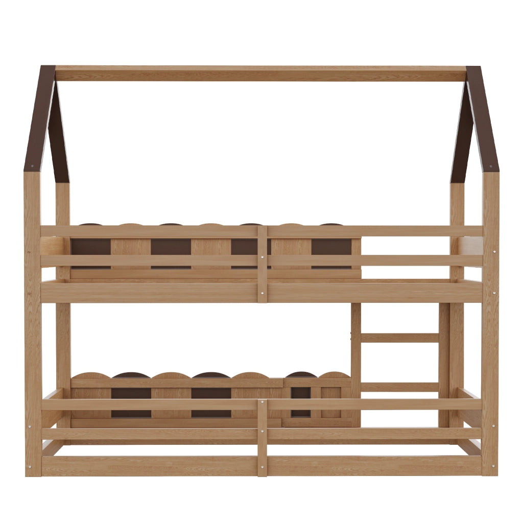 LETTO A CASTELLO per bambini 90x200 cm design casetta legno naturale