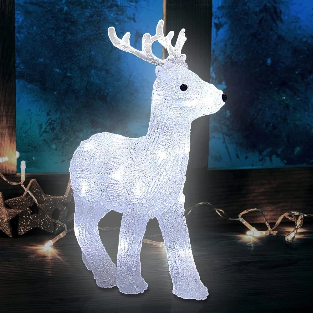 Cervo a LED in Acrilico Addobbo Natalizio 32x25x9cm Fiabesco Esterni con IP44 Cavo 5m
