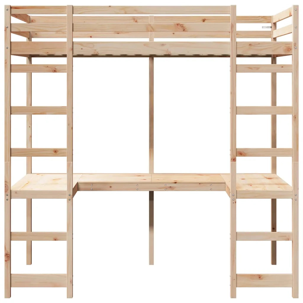 Struttura per letto soppalco Naturale 90 x 200 cm Pino massello 3414550
