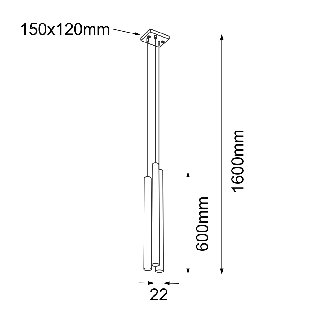 Lampada Shilo Kosame sospesa nera minimalista 3xG9 160 cm