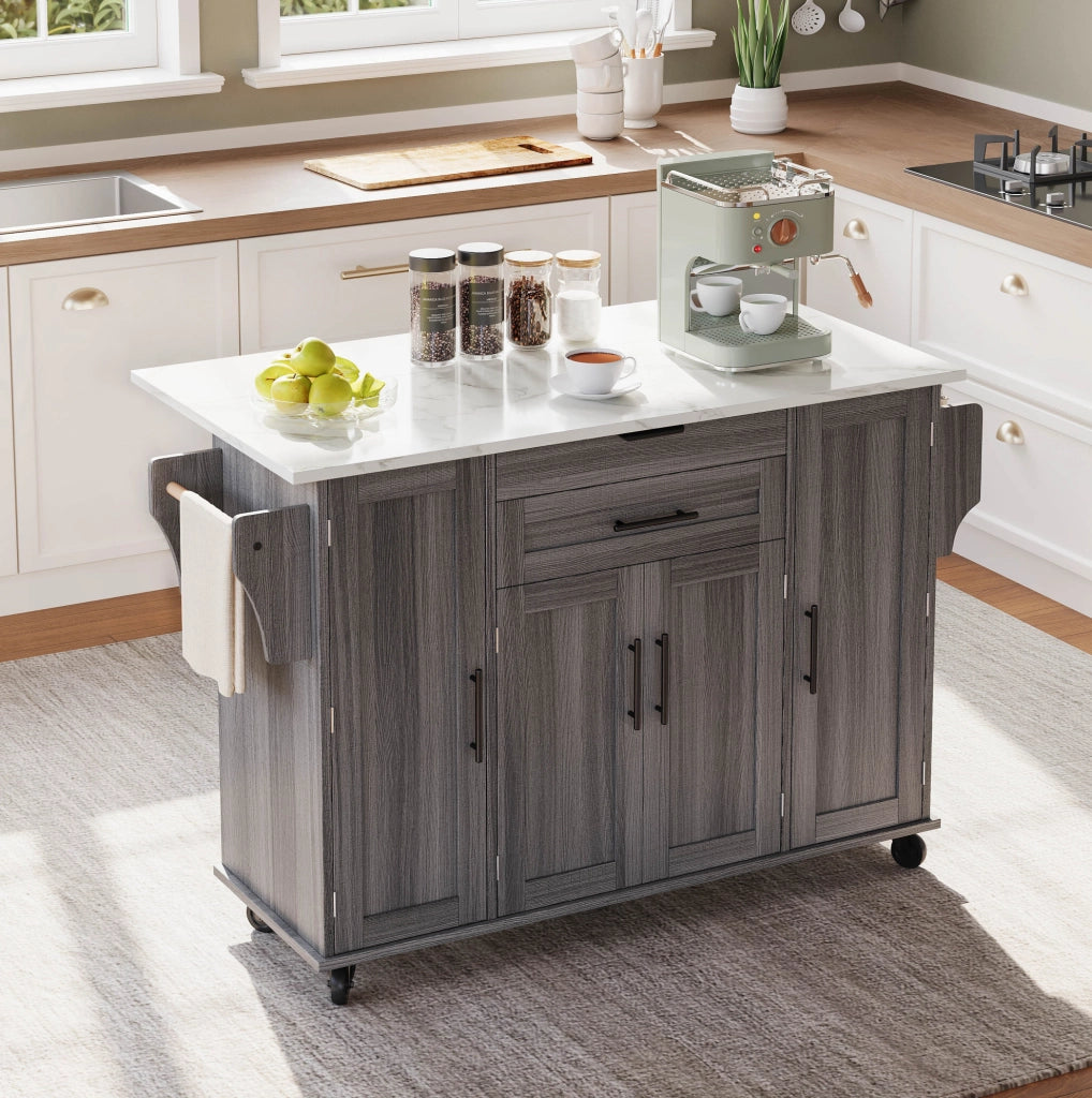 Mobile cucina con piano allungabile 136x70x92 cm; grigio in MDF