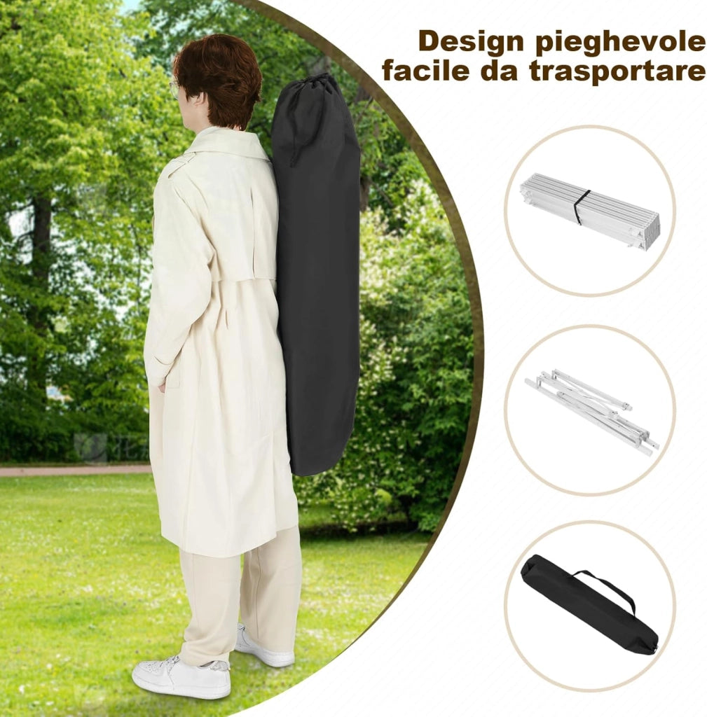 Tavolo Campeggio Pieghevole in Alluminio Tavoli Richiudibili Portatile da Giardino Picnic Buffet Tavolino da balcone, Esterno/Interno, Elevata capacità di carico 104×69×70cm Argento