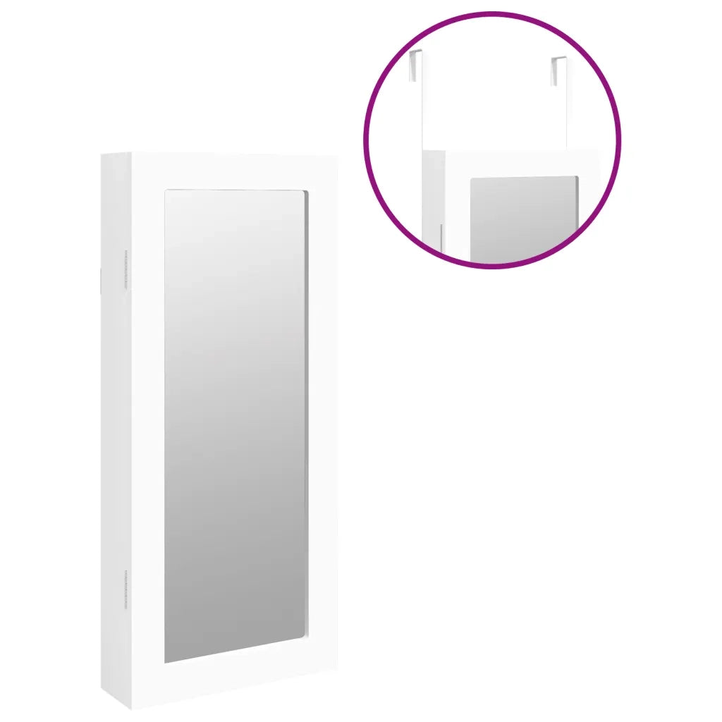 Armadio Portagioie con Specchio a Muro Bianco 30x8,5x67 cm CFW4772516