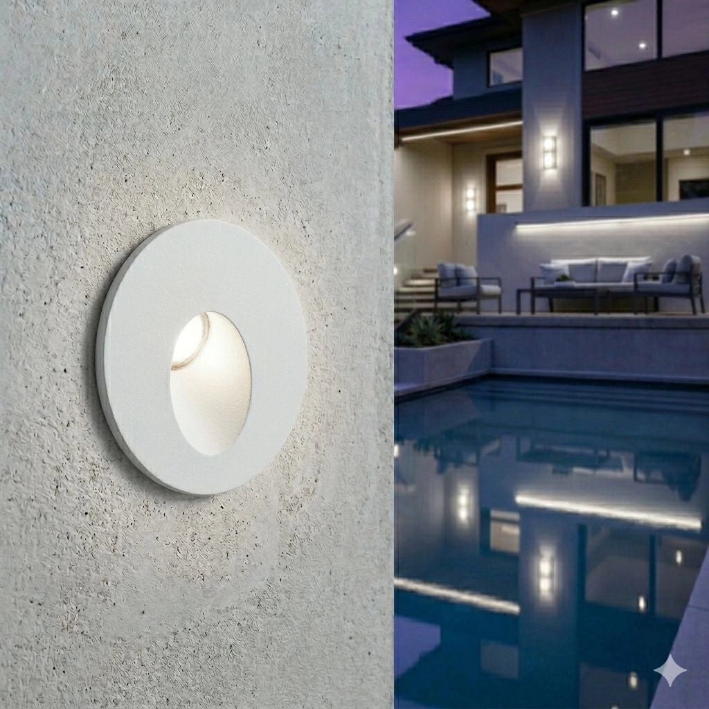 Faretto segnapasso LED rotondo da incasso per parete mura esterne IP54 moderno a luce bianca naturale 4000K