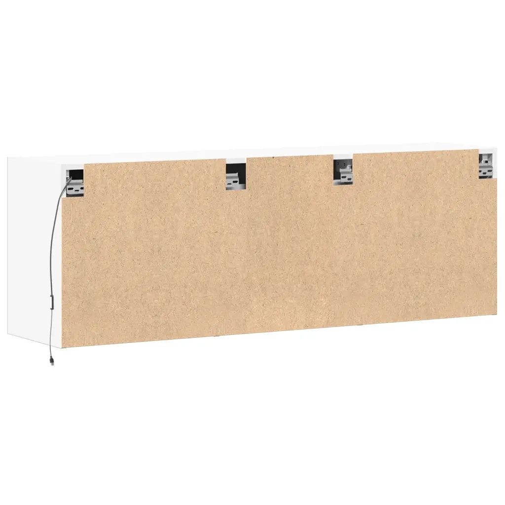 vidaXL Mobile TV a Parete con Luci LED Bianco 130x31x45 cm