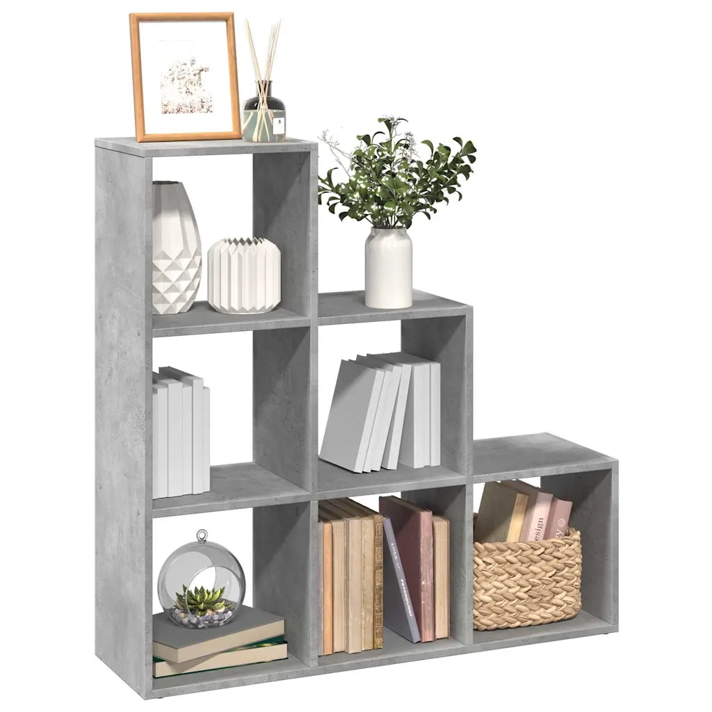 Libreria Divisorio 3 Ripiani-Scaffale per Libri-Mobile di Stoccaggio Grigio Cemento 99x29x99 Truciolato
