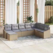 Set Divano da Giardino 8 pcs Beige e Grigio Chiaro polyrattan 3355509