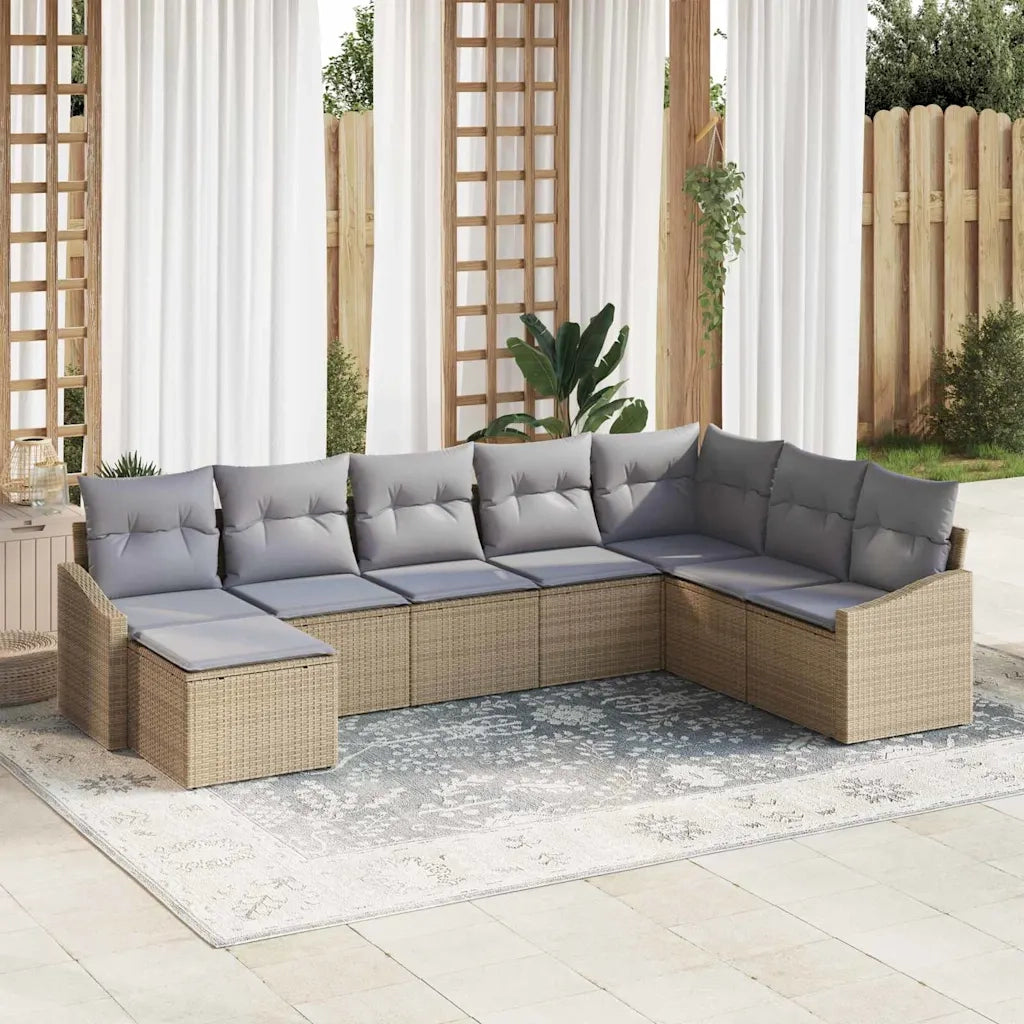 Set Divano da Giardino 8 pcs Beige e Grigio Chiaro polyrattan 3355509