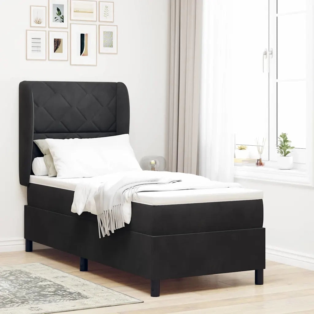 Letto a molle con materasso Nero 200 x 80 cm Poliestere 3340954