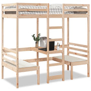 vidaXL Giroletto Soppalco con Scrivania e Sedie 90x200cm Legno Pino