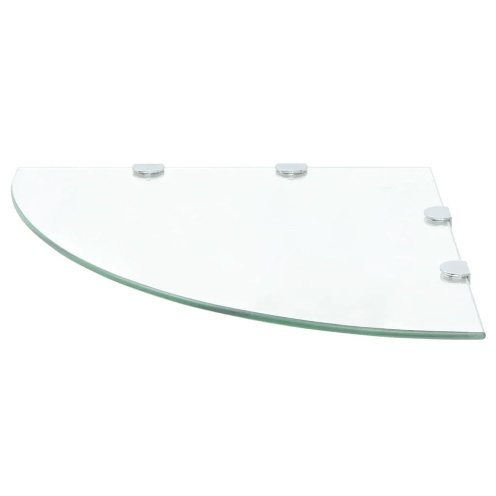 Mensola angolare con staffe cromate e vetro trasparente 45x45 cm 2702219/2