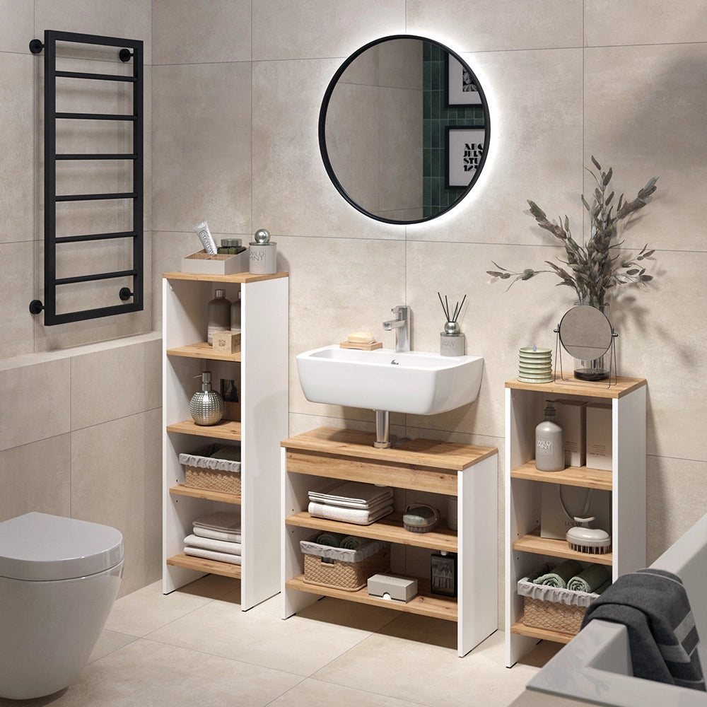 Vicco Set di mobili da bagno Bianco/Quercia dorata 3 parti