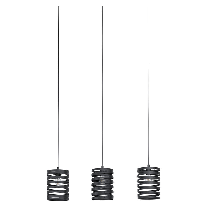 Lampadario A Sospensione Contemporaneo Cremella Acciaio Nero 3 Luci E27