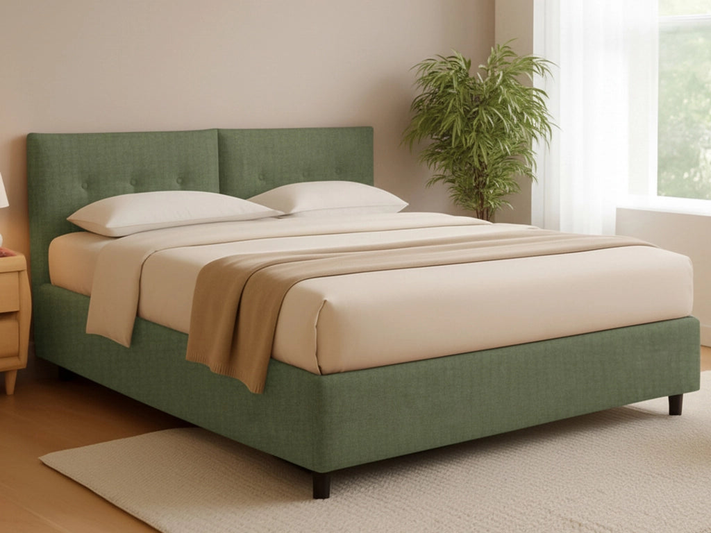 Derby, Letto Matrimoniale Sfoderabile Made in Italy, Verde