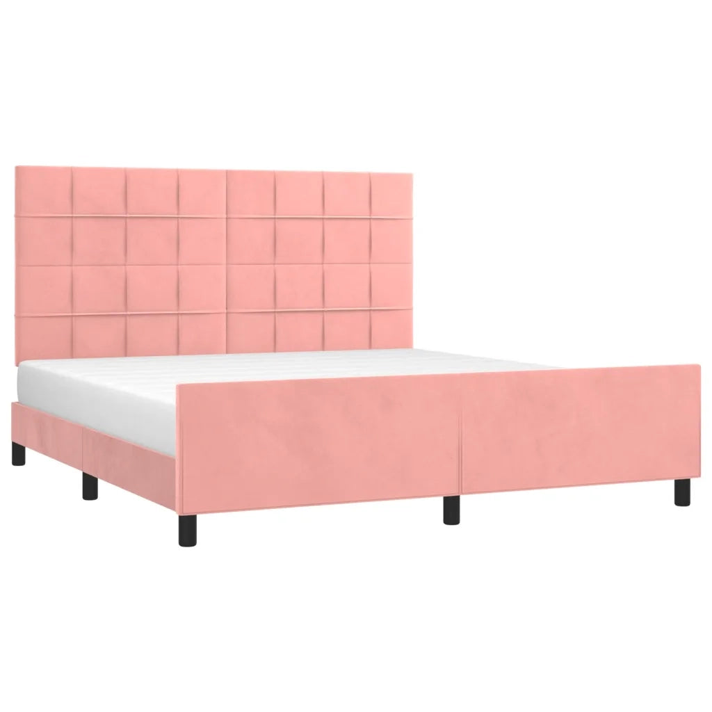 Giroletto con Testiera-Struttura Letto con testiera Rosa 180x200 cm in Velluto 519033