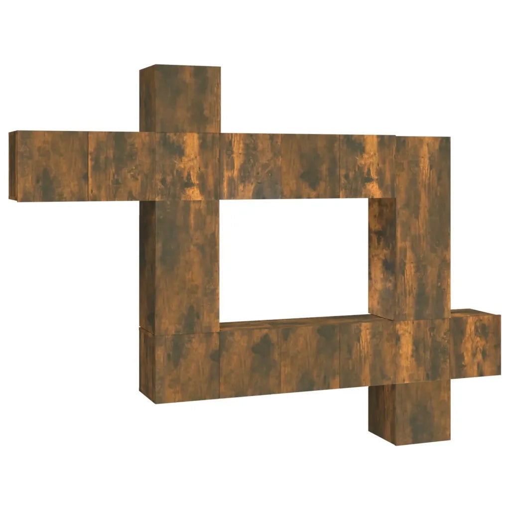 Set Mobili Porta TV 10 pz Rovere Fumo in Legno Multistrato 3120320