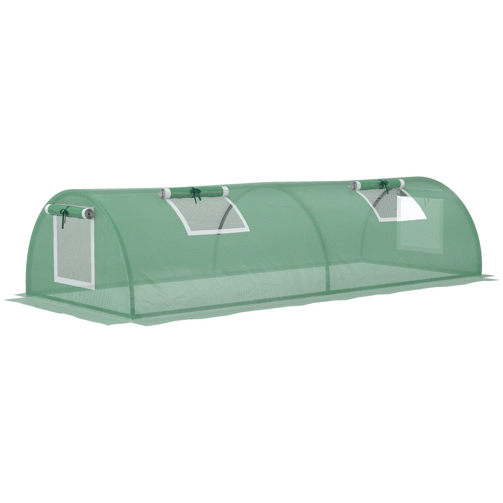 Mini serra tunnel da giardino in PE verde, 200x80x45 cm, con finestre in rete e protezione UV