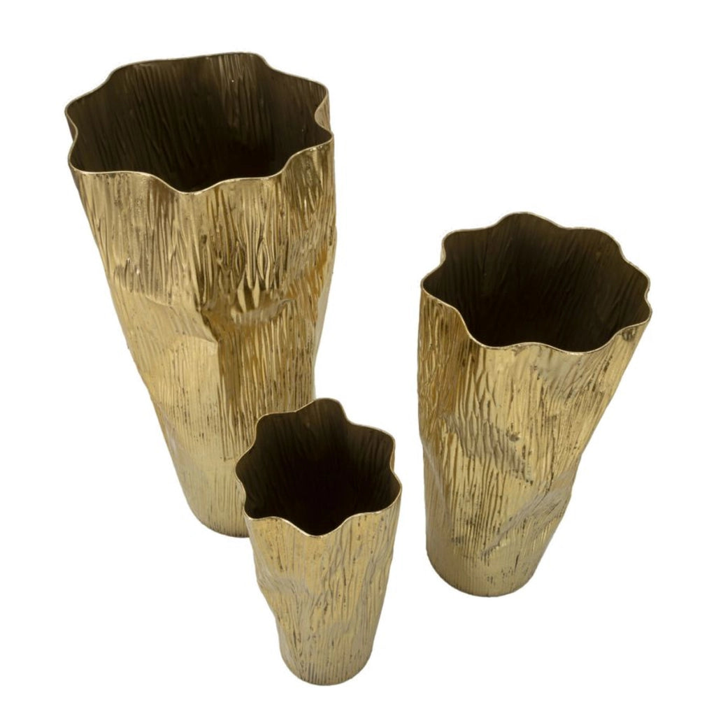 Set 3 portavasi Glolly oro in ferro dalle linee slanciate