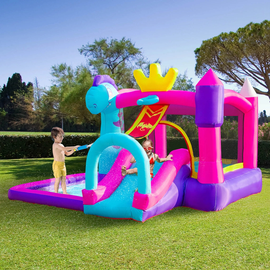 Castello gonfiabile con scivolo, trampolino, piscina e canestro ¨C zephmum ¨C Multicolore 300x270x200 cm