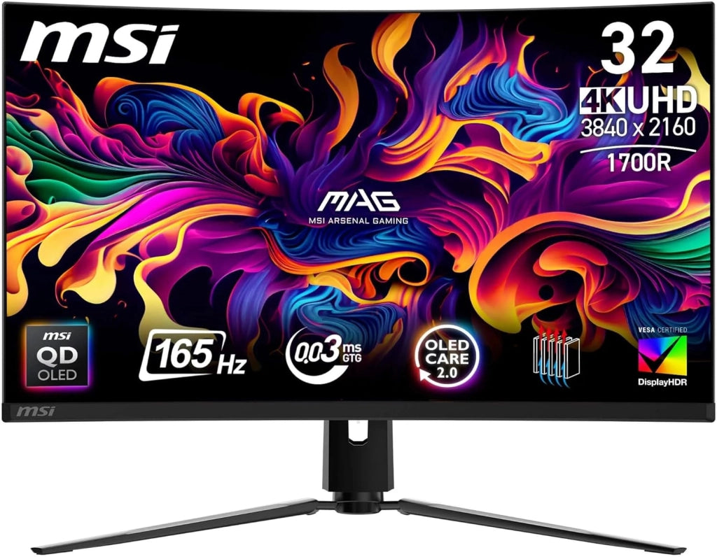MAG 341CQP QD-OLED Monitor Gaming Curvo UWQHD 34", Quantum Dot OLED (3440x1440), 175Hz / 0.03ms, 99% DCI-P3, ΔE≤2, DisplayHDR True Black 400, KVM, DP 1.4a, HDMI 2.1, USB Type-C