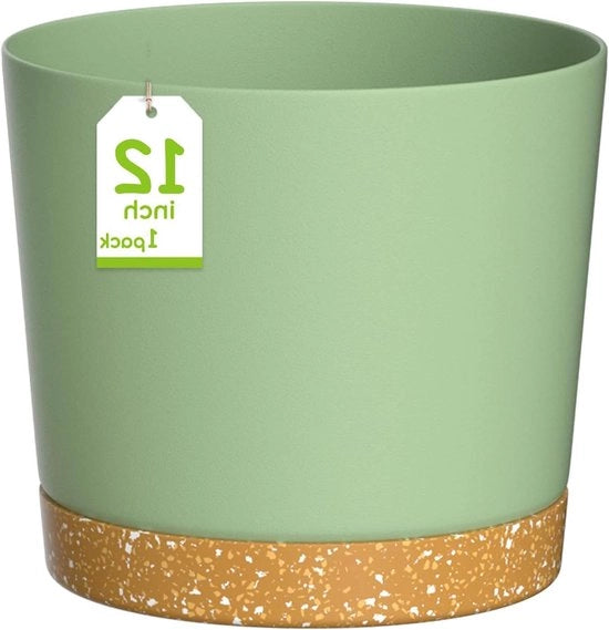 Vasi Moderni per Piante con Fori di Scarico e Saucer Removibile - 30cm, Vasi di Plastica per Giardino Casa Finestra (Set di 2 Bianchi)