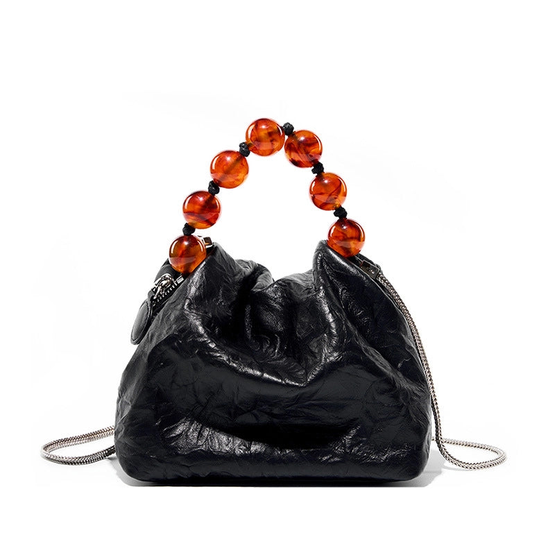 Borsa a tracolla Stachel da donna in vera pelle nera