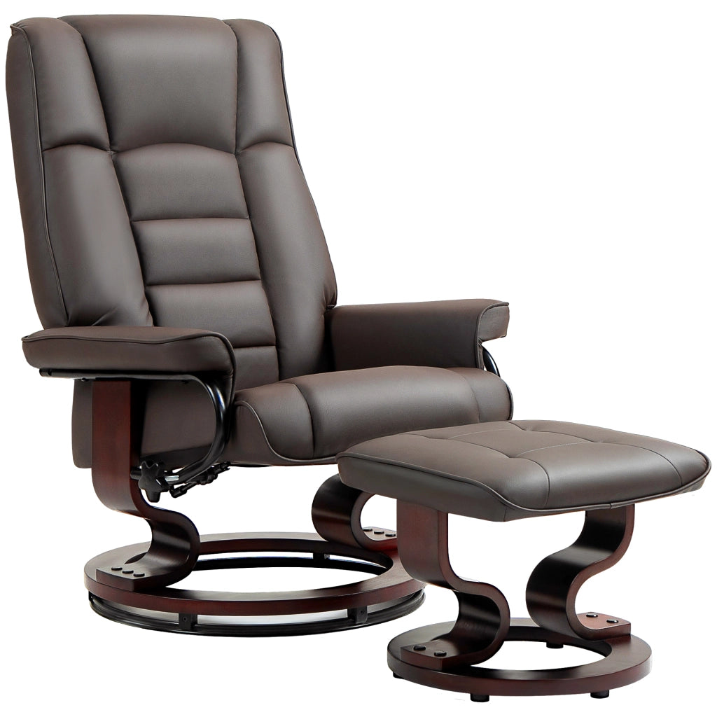 Poltrona relax girevole reclinabile con poggiapiedi ¨C zephmum ¨C similpelle marrone