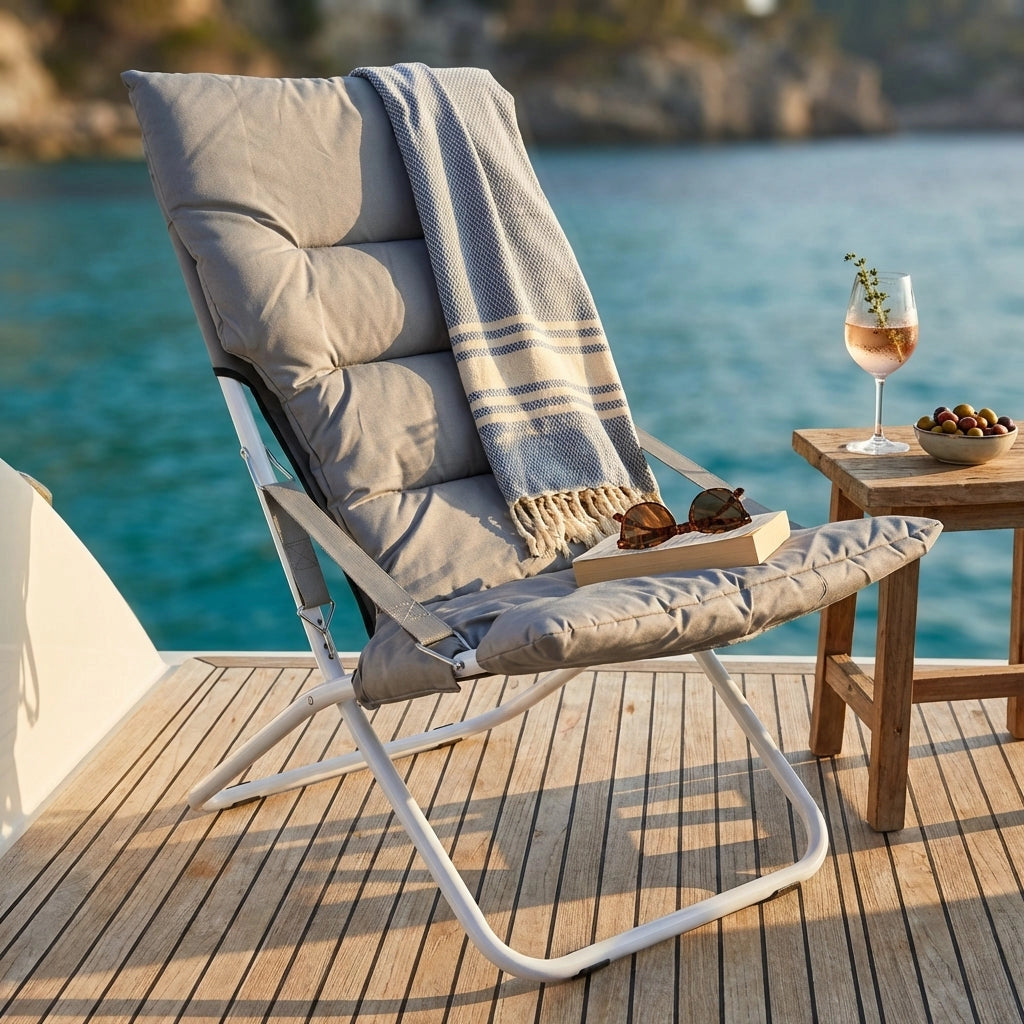 Sdraio mare prendisole Pieghevole  in Acciaio PVC cm 65x80x96 - CANA