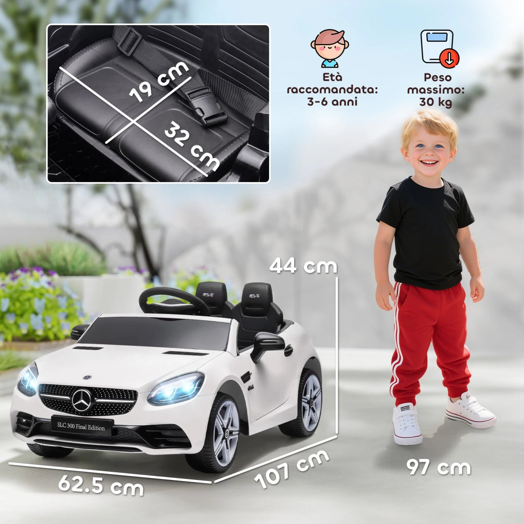 Auto Bambini Telecomando Mercedes SLC 300 ¨C zephmum ¨C Bianco 107x62.5x44 cm
